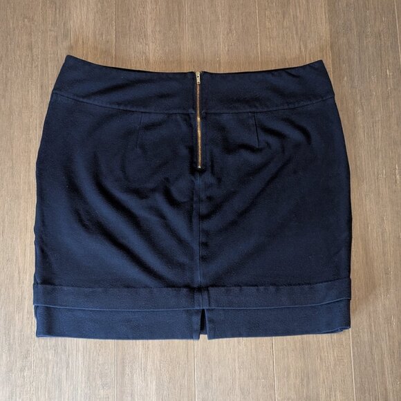 CAbi, Double Layer Knit Mini Skirt, Navy Blue, Sz 16 - Picture 2 of 9
